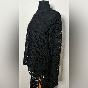 𝅺Order Plus Womens Black Lace High Low Long Sleeve Top